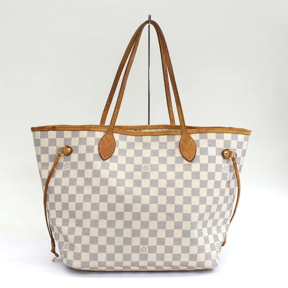 Louis Vuitton Neverfull Damier Handbag Azur Bag Tote White